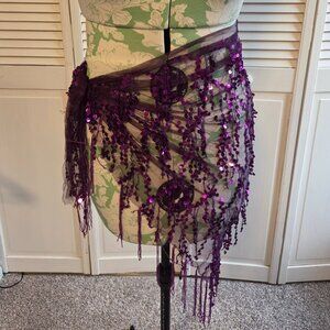 Purple Mesh Hip Scarf for Belly Dance or beachwear!